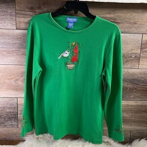 Paradise Bay Holiday Tree with Red Cardinals Top, Size Medium, Green and Red